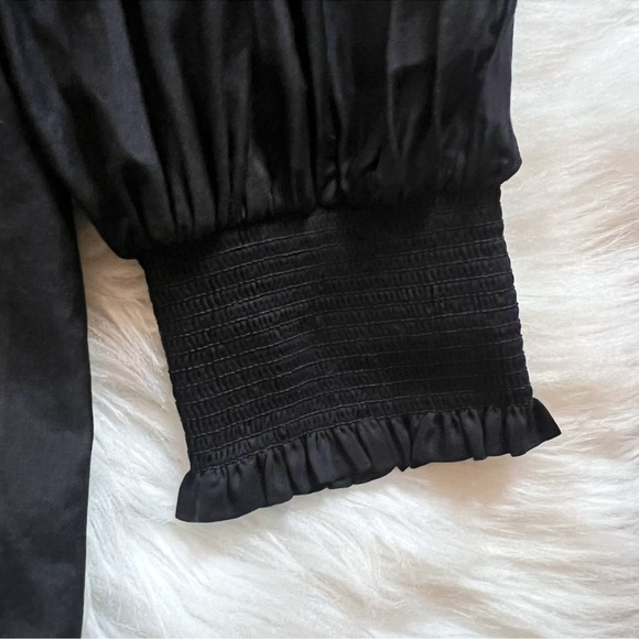 New! ALICE + OLIVIA Julius Voluminous Oversized Silk Blend Peasant Blouse - Picture 10 of 14